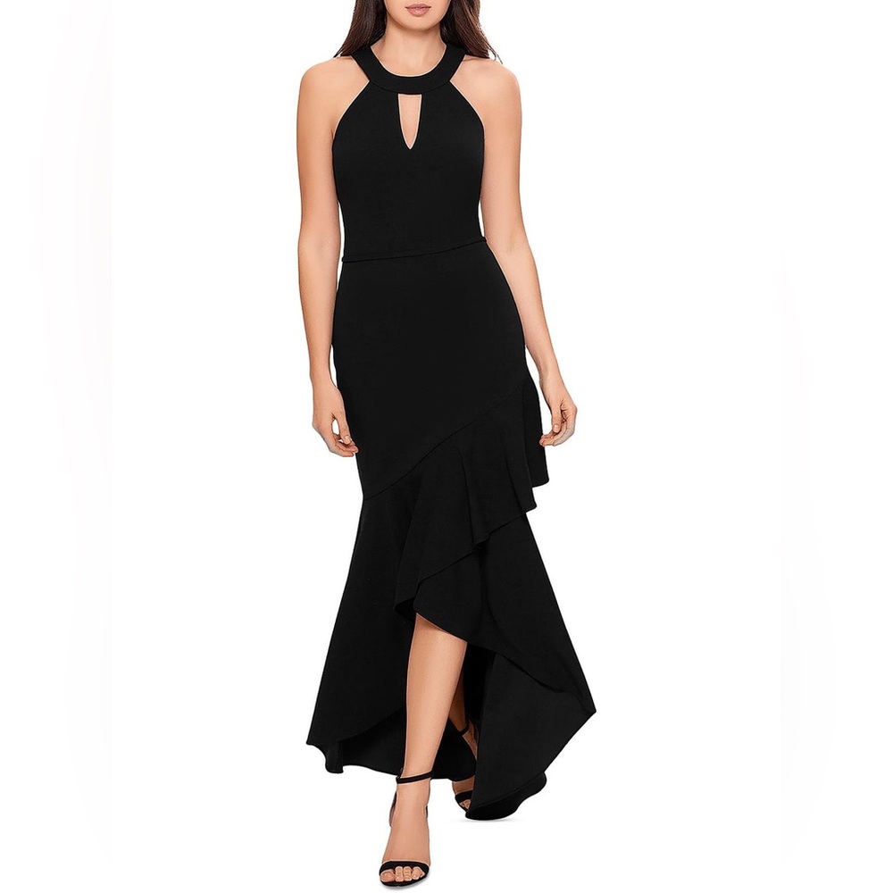 Aqua Womens Keyhole Long Evening Dress